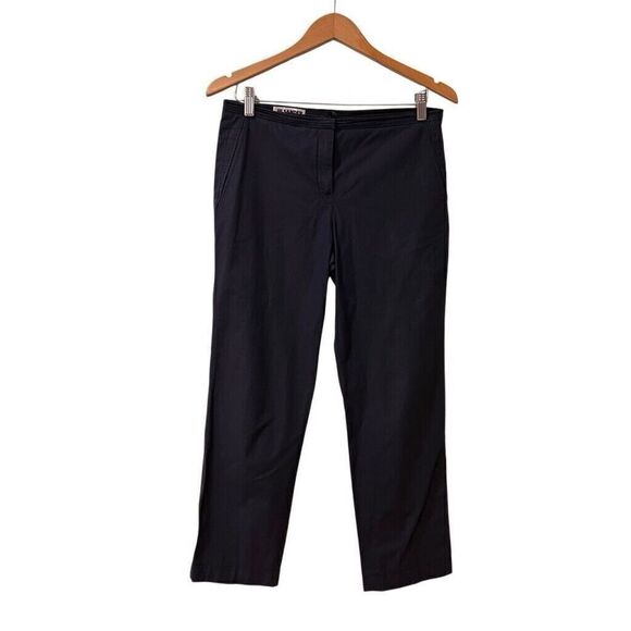 Jil Sander Womens Slim Leg Pants Size 38 US 6 Navy Blue Cotton Blend Carrier - Picture 1 of 10